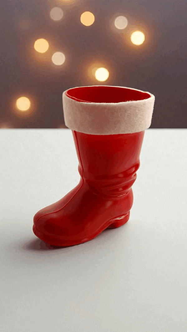 Nikolausstiefel zum Befüllen mit weißem Filzrand – 11 x 9 cm Ø5,5cm, 1er/2er/3er Set, Weihnachtsdeko & Geschenkidee