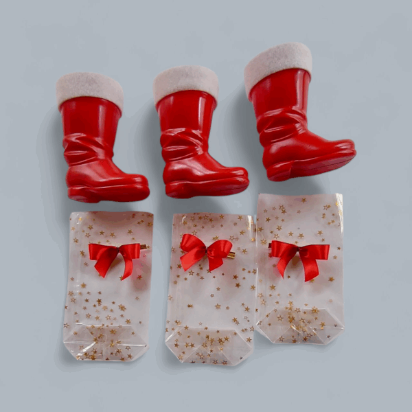 AKTION 3 Nikolausstiefel + 3 Beutel + 3 Schleifen | Weihnachtsdeko Set 11×9 cm Stiefel, Beutel 95×160 mm, Schleife 60×40 mm – Bild 8