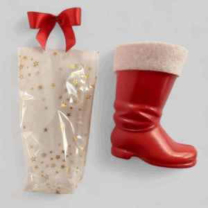 AKTION 3 Nikolausstiefel + 3 Beutel + 3 Schleifen | Weihnachtsdeko Set 11×9 cm Stiefel, Beutel 95×160 mm, Schleife 60×40 mm
