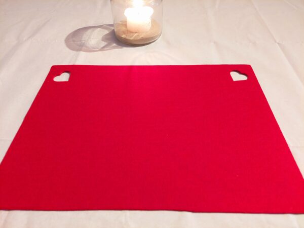 Tischset, Platzset "Herz" 42x30cm rot aus Filz 2 Stück + Streudeko mit oder ohne Bestecktasche
