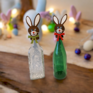 Hasengesicht aus Filz als Flaschenaufsatz 7x16 cm 2 Stück