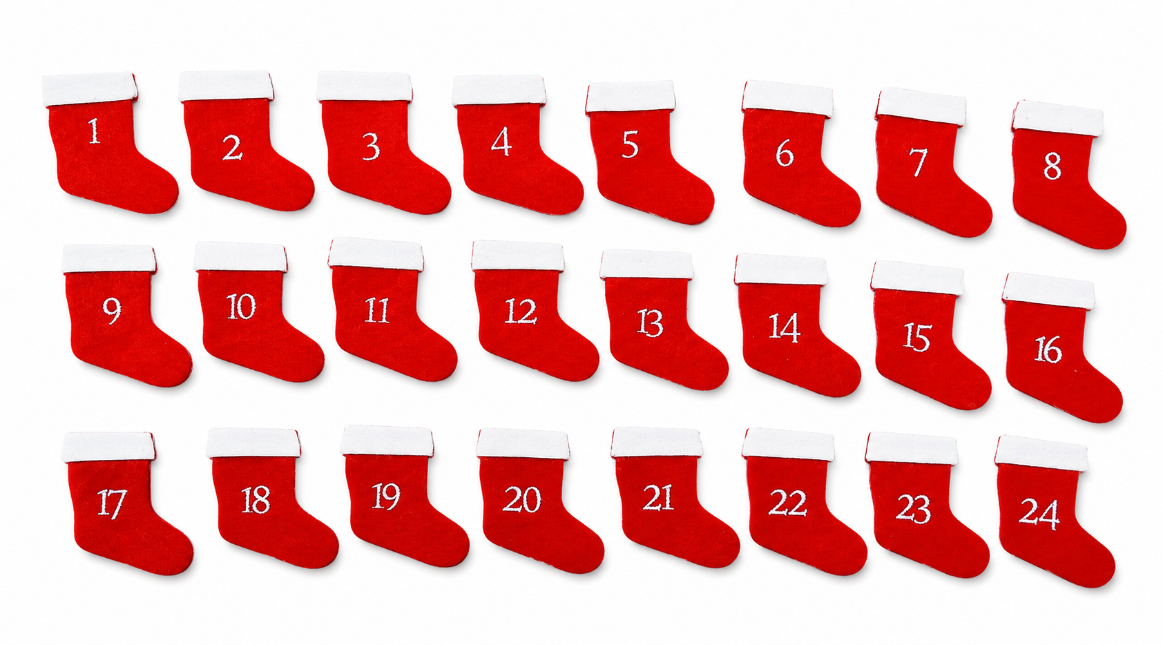 Filzstiefel mit Zahlen 1–24 – 24 Stück für Adventskalender, 4 × 7 cm – Bild 3