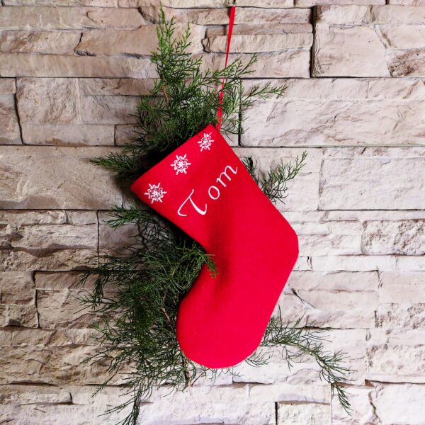 Socke Strumpf aus Filz Weihnachtsdeko personalisiert 14x25cm – Bild 4