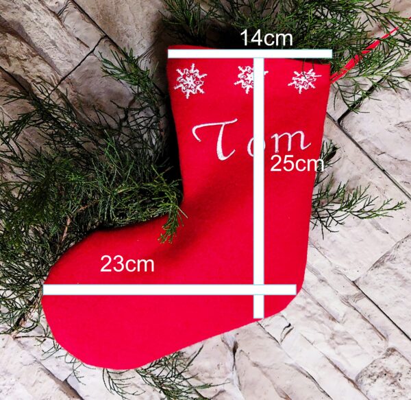 Socke Strumpf aus Filz Weihnachtsdeko personalisiert 14x25cm – Bild 3