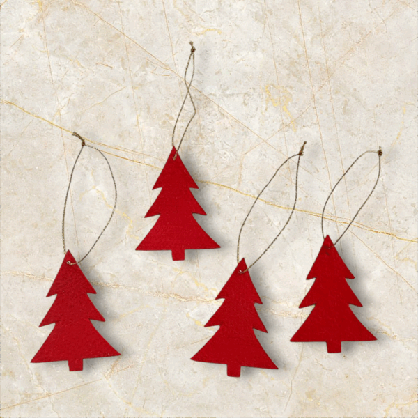 Filzanhänger Tannenbaum rot – handgemachte Weihnachtsdeko 6,5 x 5 cm – Bild 2
