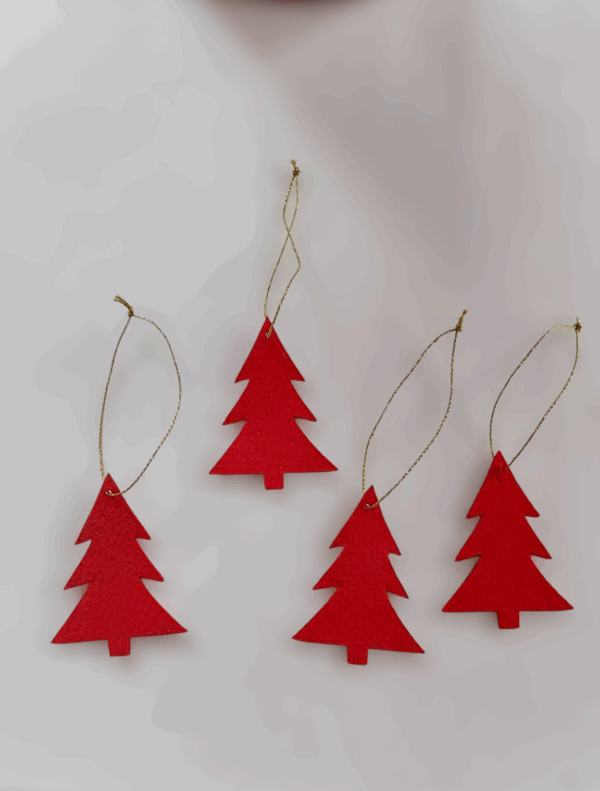 Filzanhänger Tannenbaum rot – handgemachte Weihnachtsdeko 6,5 x 5 cm – Bild 3