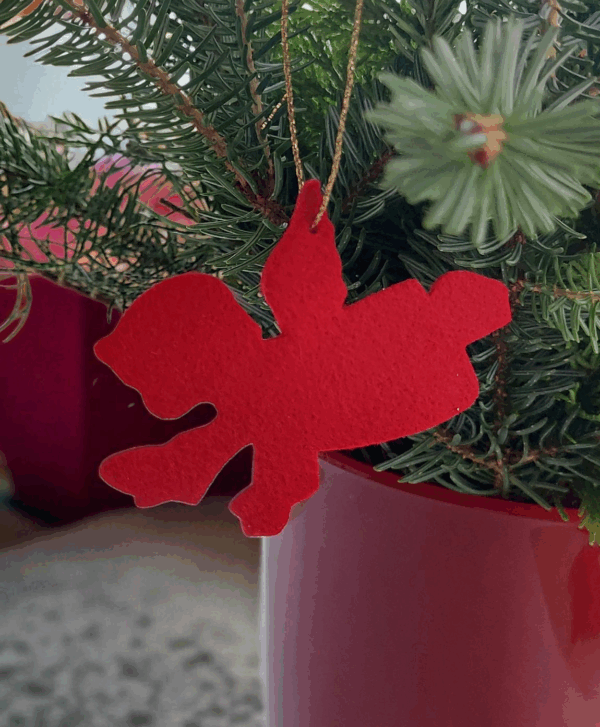 Filzanhänger Engel rot – handgemachte Weihnachtsdeko & Geschenkanhänger