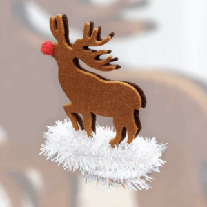 Bastelset „Weihnachts-Elche“ – 6 Filzelche (10x6 cm) mit Luvi, roten Nasen & Anleitung 🎄✨