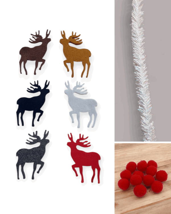Bastelset „Weihnachts-Elche“ – 6 Filzelche (10x6 cm) mit Luvi, roten Nasen & Anleitung 🎄✨ – Bild 2