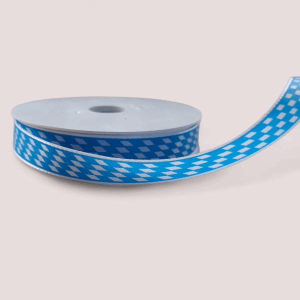 Taftband Geschenkband „Bayerische Raute“ (15 mm × 25 m) – Dekoratives Rautenband – Bild 2