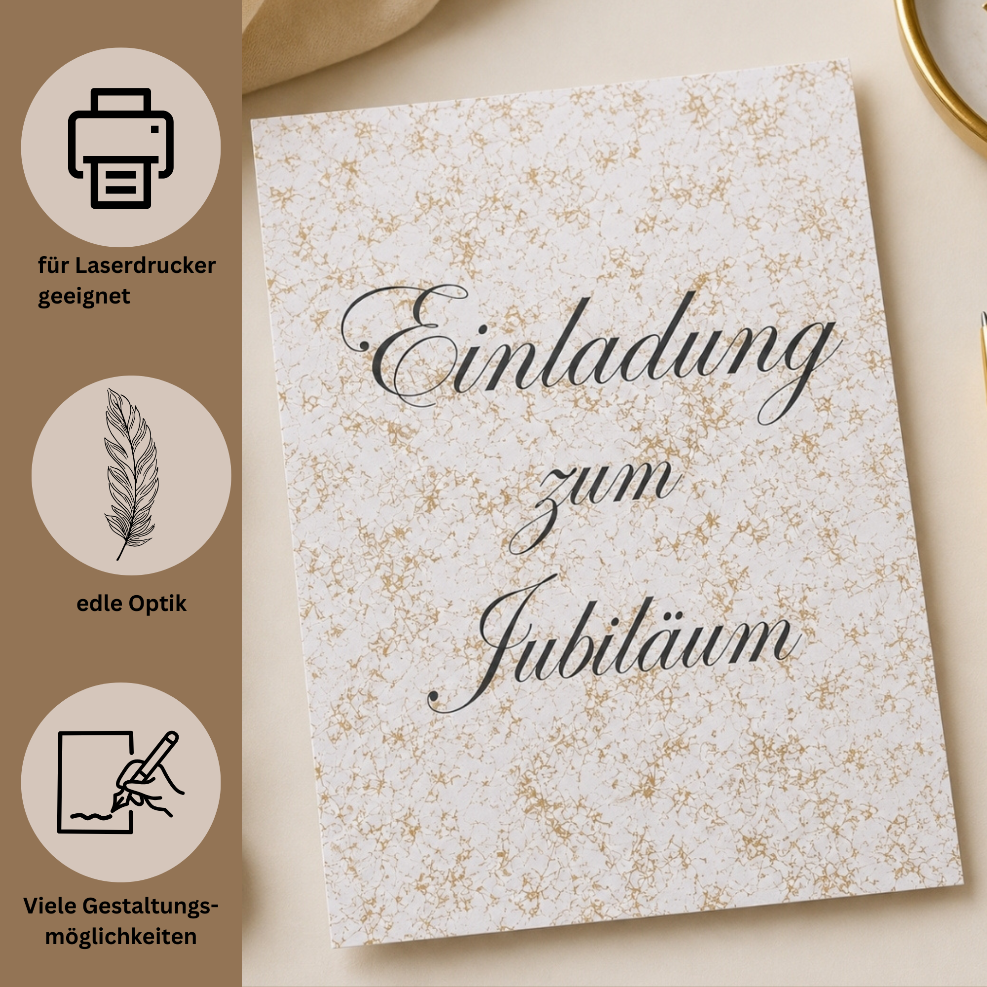 Weiss-Gold Designpapier DIN A4 – 10 Bogen einseitig mit Goldmuster – Bastelkarton ca. 213 g/m² – Bild 9