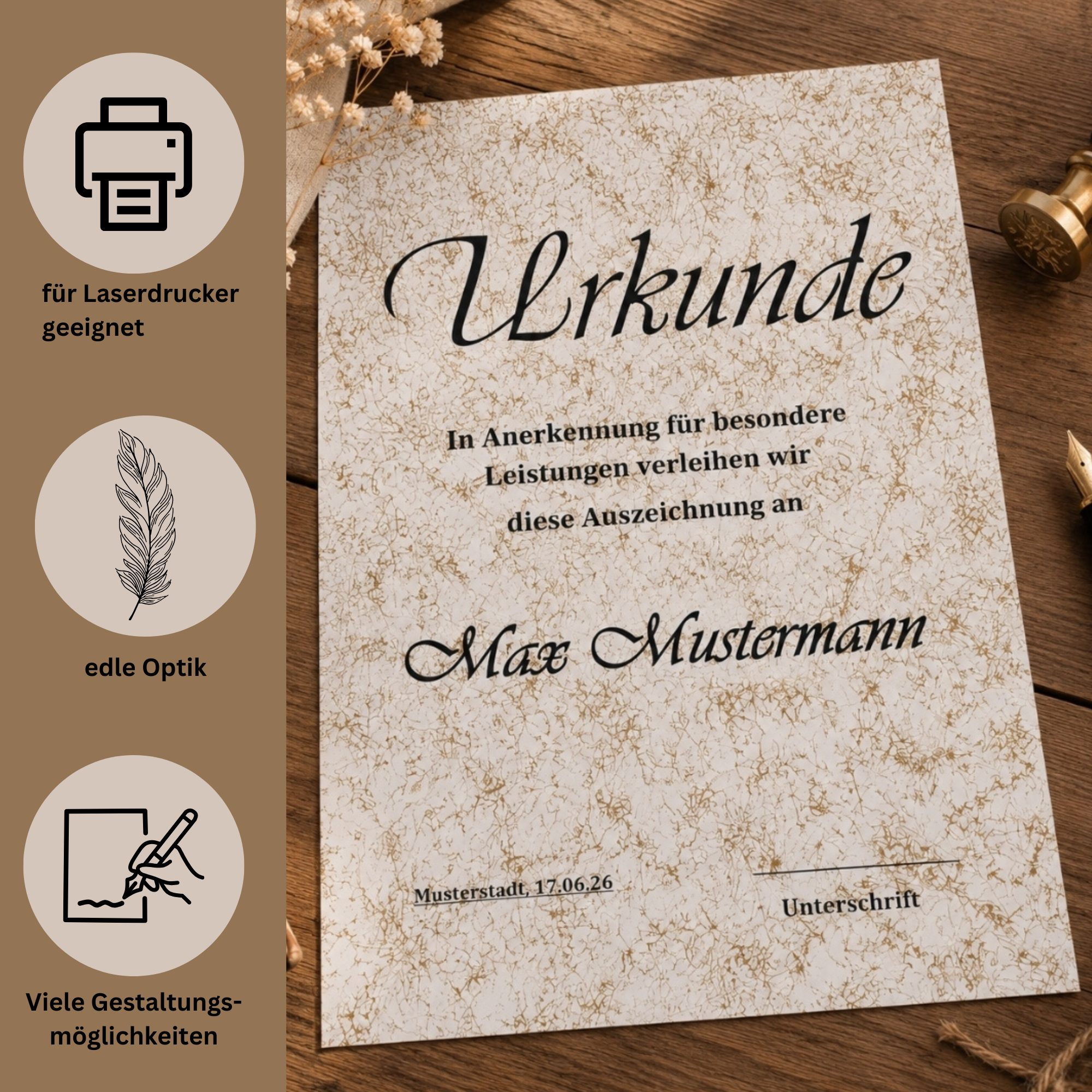 Weiss-Gold Designpapier DIN A4 – 10 Bogen einseitig mit Goldmuster – Bastelkarton ca. 213 g/m² – Bild 8