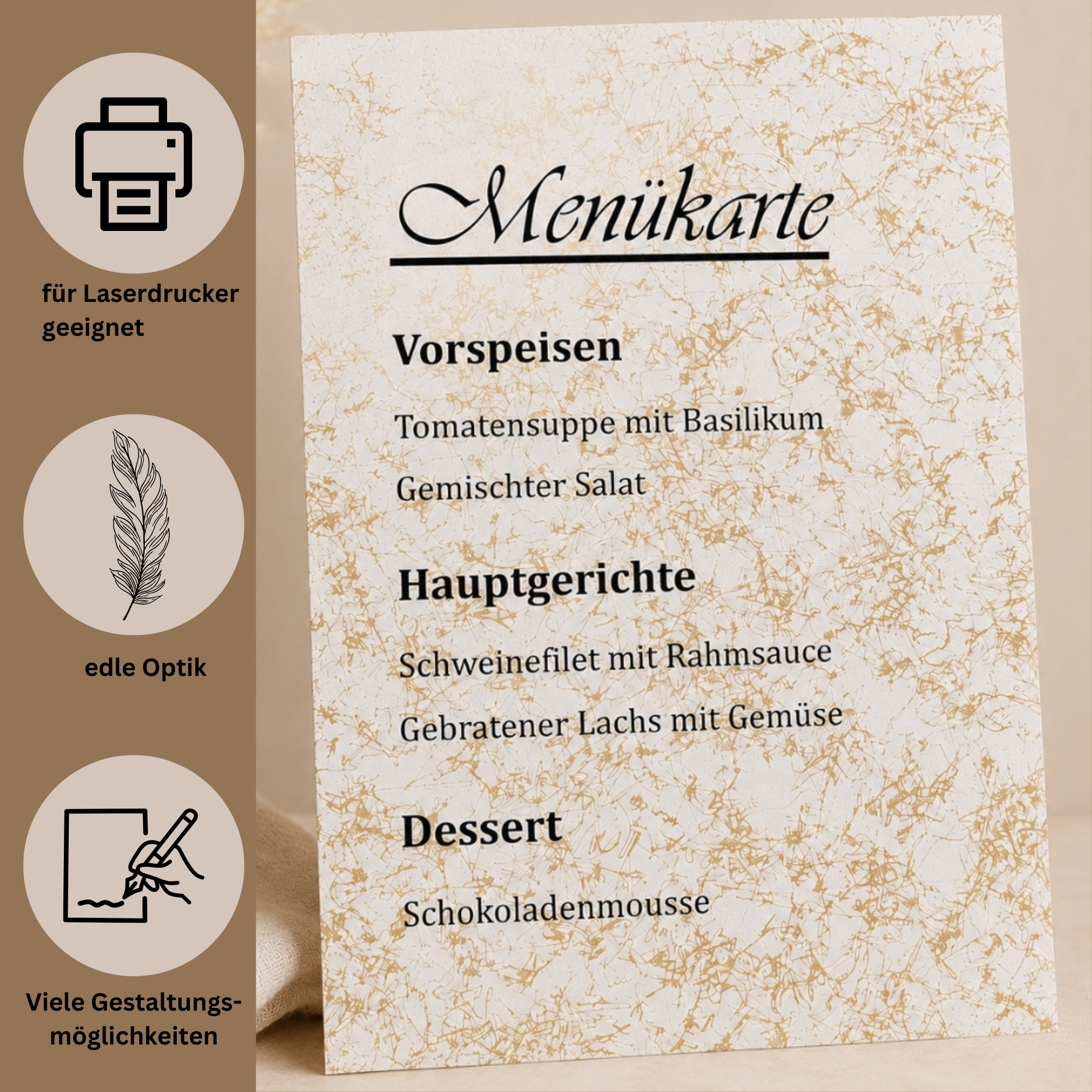 Weiss-Gold Designpapier DIN A4 – 10 Bogen einseitig mit Goldmuster – Bastelkarton ca. 213 g/m² – Bild 7