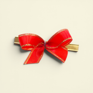 Fertigschleifen rot Goldrand mit Clip 4x3cm