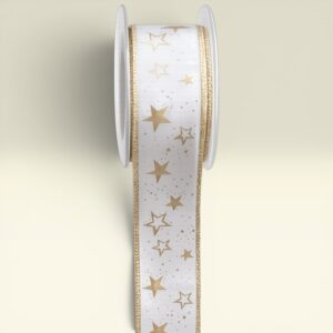 Sternenband Weiß-Gold 40 mm x 25 m