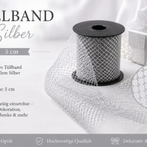 Tüllband silber 5cm