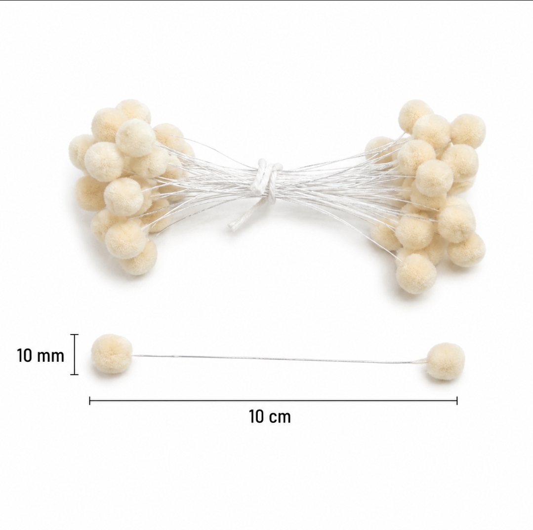 Balais Beige am Drahtstiel 10 mm – 10 cm lang – biegsam – Basteldeko – Bild 2