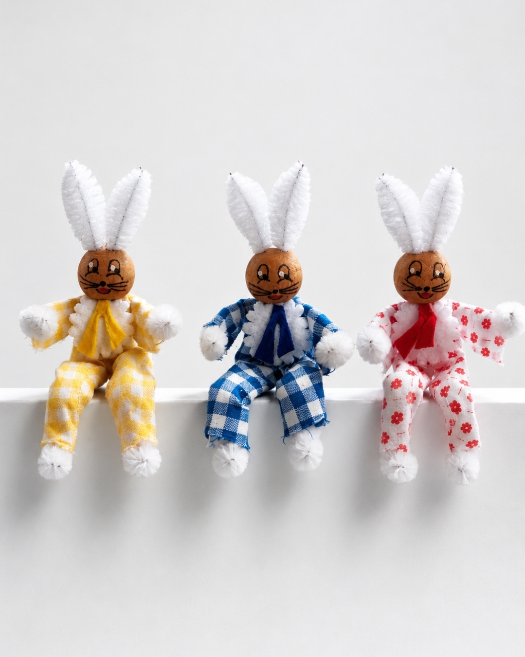 Hasenpuppen aus Chenille und Drehwatte – ca. 15 cm – 3 Stück – Bild 2