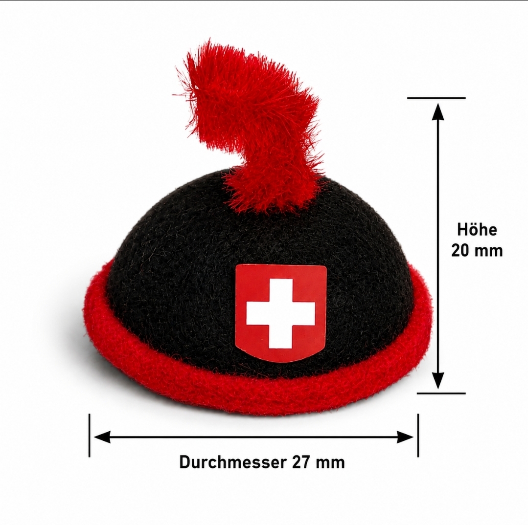Mini Sennerkappe Schweiz beflockt Ø 27 mm – Streudeko, Basteln, Dekoration – 20, 50 oder 100 Stück – Bild 2